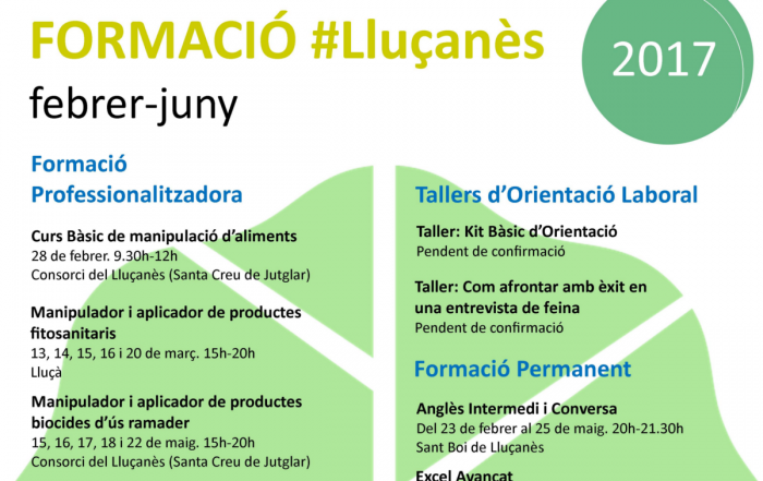 Nous Cursos al Lluçanès: febrer-juny 2017